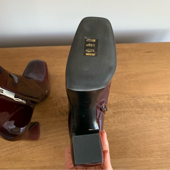 NWT!! Sergio Rossi Burgundy Platform Patent Leather Boots SZ 37 - Picture 7 of 8
